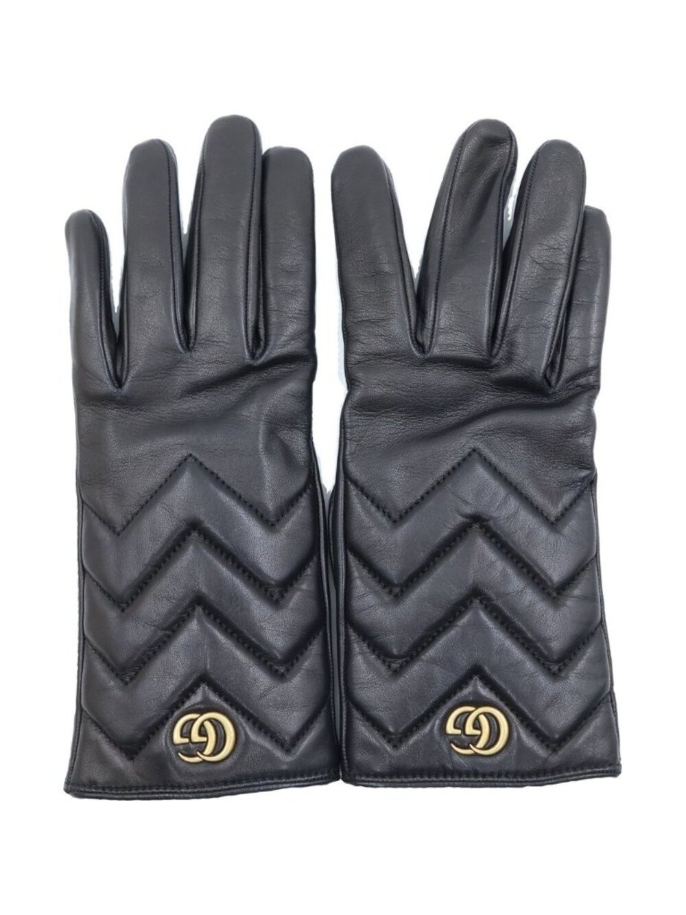 Gucci GG Marmont Lambskin Leather Lining Gloves Black